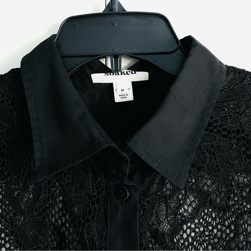 Soaked Nylah Black Lace Button Down Blouse Size M EUC - Picture 7 of 16